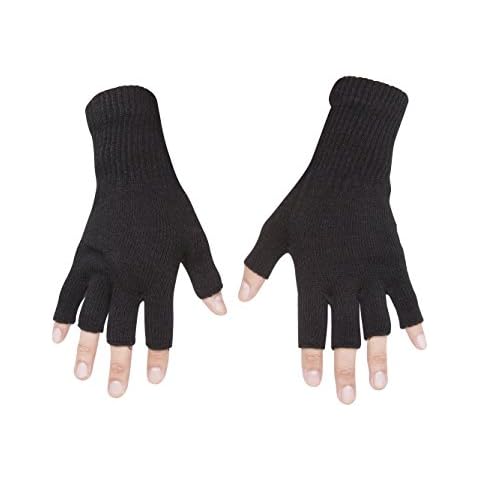 Gravity Threads Unisex Warm Half Finger Stretchy Knit Fingerless Gloves, Black Cover