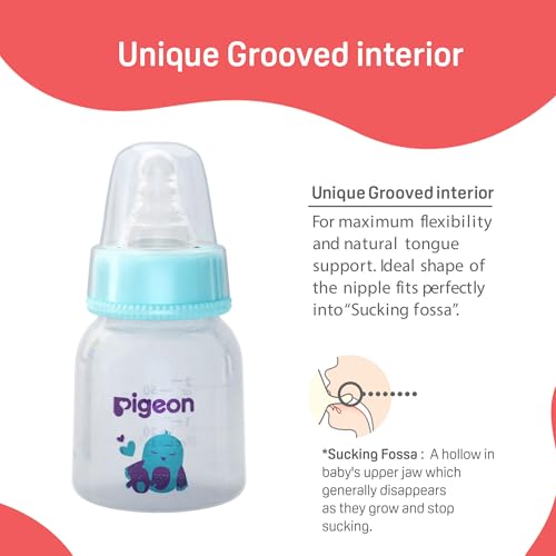 Image of Pigeon Peristaltic 50 ml Natural Feeding Bottle for New Born Babies (Blue, Birds) | BPA Free Feeding Bottle | Milk Bottle for New Born | Baby Bottles for Milk | Bottle for Baby