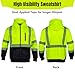 QELIN High Visibility Safety Sweatshirt ANSI Class 3 Reflective Work Fleece Hi Vis Hoodies Zipper Jacket Yellow