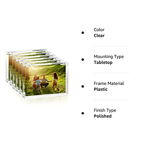 Baumfeuer 6 Pack Picture Frame 4X6 Double-Sided Acrylic Magnetic Desktop Acrylic Photo Blocks Frame Set For Wedding, Graduation, Birthday, Decoration, Baby Show, Clear #TOP7