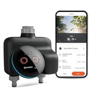 Gardena Programmateur d'arrosage Smart Dual WaterControl contrôles de l’Eau;Intelligent: Irrigation basée sur Les données, Intégration de Maison connectée* (19034-20)