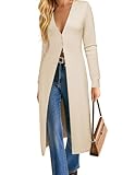 GRACE KARIN Womens Long Cardigan Trendy, Lightweight Knit Dusters Coat, V Neck Button Up Sweater Maxi Dress Beige L