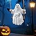 BBASILIYSD Hanging Swinging Ghost Dog Halloween Decor,Funny Spooky Ghost Statue Resin Hanging Halloween Decoration,Ghost Figurine & Ornament for Lawn Yard Garden Car Interior Accessories Home Decor