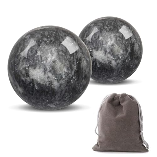 Hmsddan Traditional Chinese Baoding Balls Marble Health Exercise Stress Relief Balls Dark Grey 2-Piece Set (Dark Grey Small-1.38)