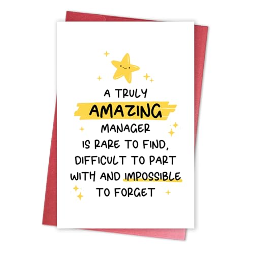 Heartfelt Manager Leaving Card, Funny Farewell Gift for Bosses Leaders, Happy Boss Day Card from Staff Employee, Appreciation Gift for Manager on Retirement, Leaving Work, Birthday