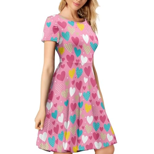 Image of AFPANQZ Womens Casual Summer Lightweight Vintage Dress Short Sleeve Midi Dress Knee-Long Luxury Formal Dress