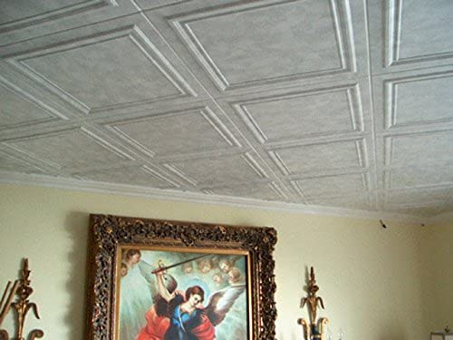 Styrofoam Decorative Ceiling Tiles - 8X Zeta In Natural White - 50Cm X 50Cm Square - Easy Diy Contemporary Look - 8Pcs. #TOP6