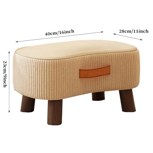 Petit tabouret rectangulaire beige en bois pour salon
