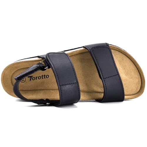 Image of Torotto Girls Boys Sandals with Cork Footbed Adjustable Straps Summer Glitter Slides Sandals Open Toes Flat for Kids Toddler