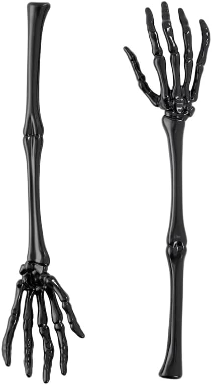 Miniatura 3 de CLRA - Pinzas de mano de esqueleto, 2 unidades, color blanco y negro, pinzas para ensalada y Halloween en casa, fiesta, cocina, con regalo Aolani