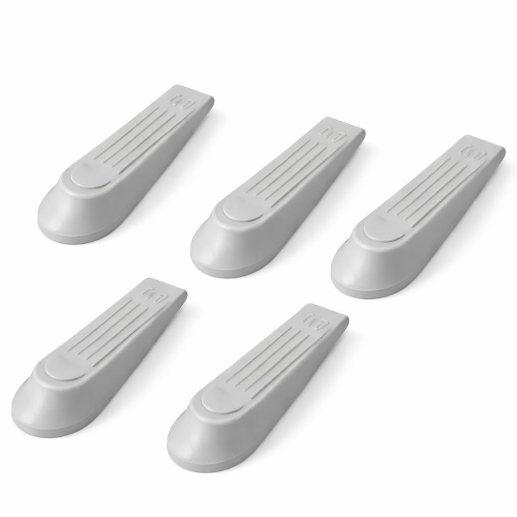 Door Stopper Rubber Door Stop Non Slip Door Wedges Indoor Durable and Heavy Duty Door Stop Ideal for All Floor Type All Surfaces 5 Pack Anti-Skid Door Stoppers (Grey)