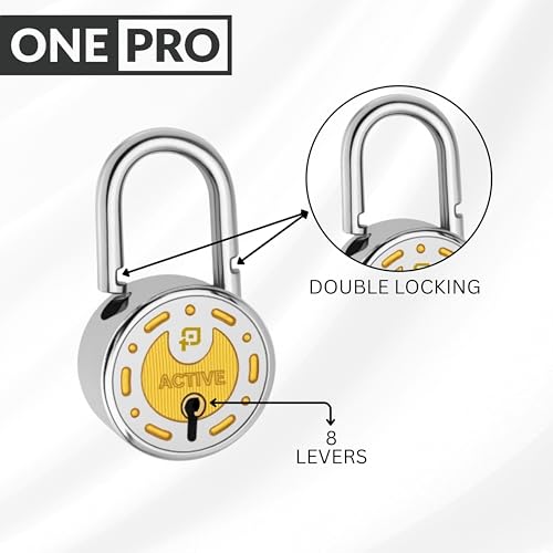Image of Azco Round Lock 65mm 10 Keys 8 Levers Padlock | Double Locking Heavy Shackle | Lock and Keys for Home Door Shutter Shop Office Main Gate | Silver Gold Finish (Pack of 1)