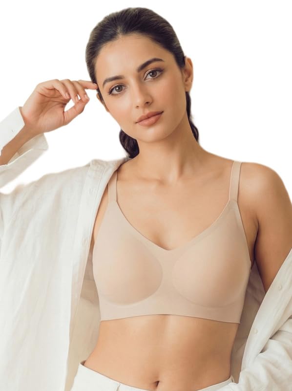 Image of Tweens Cotton Padded Bonded Bra for Women | Full Coverage Wire-Free Bra | Seamless No-Dig Comfort | Breathable Cotton | Elastic-Free Bottom Band & Side Wings | Pack of 1|