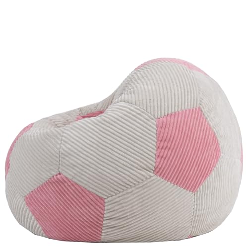 icon Large Kids Football Bean Bag, Light Pink, Corduroy, Kids Bean Bag Chair with Filling Included, Football Gifts for Girls, Beanbags for Children, Gaming Room, Bedroom, Bedroom Accessories