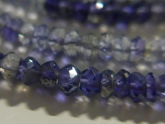 Iolite naturelle bleu lavande AAA en fil de rondelles microfacettées de 14 pouces pour création