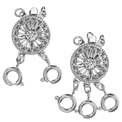 2 Stück 2/3 Stränge Federverschluss Separator Ketten Layering Verschluss Halsketten-Schichtverschluss-Trenner für Damen DIY Geschichtete Armbänder Halskettenverbinder für Stapelbare (Silber)