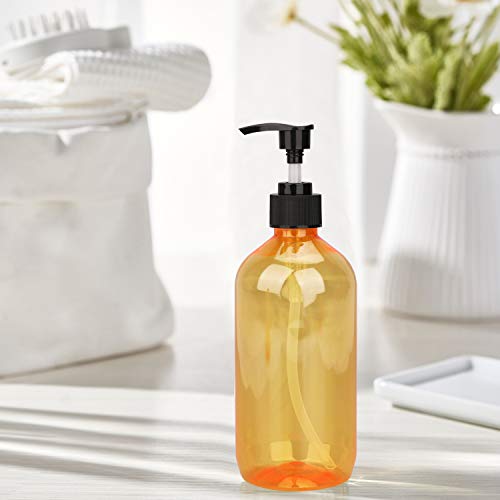 Plastic Pump Bottle 16oz，Woaiwo-q Soap Dispenser Empty Shampoo Dispenser Bottles for Cleaning Solutions,Hair,Oils,(7 pack,orange) - Thumbnail 4