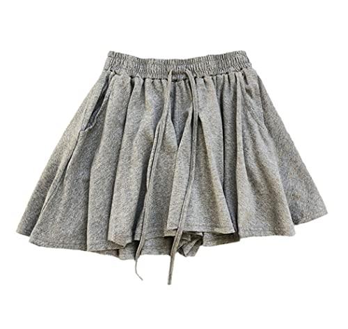 Short Harajuku femme grande taille XL en coton gris qualitatif