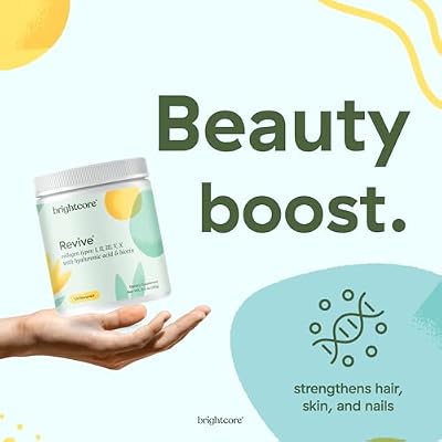 Brightcore Nutrition Revive Multi Collagen Protein Powder with Vitamin C and Hyaluronic Acid, Non-GMO, Gluten-Free Collagen Powder for Women and Men, Unflavored, 30 Servings