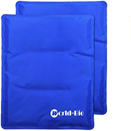 WORLD-BIO Large Flexible Hip Ice Pack 2 packs for Injuries, Hot & Cold Therapy Pad for Shoulder, Back, Knee, Leg, Thigh, Soothing Pain from Bruises & Sprains, Muscle Aches, Stiff Joint, 11" x 14" Blue