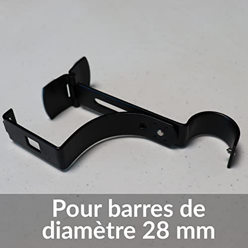 Lot de 2 Supports de Tringle à Rideaux Sans Perçage Noir Volet Roulant