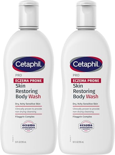 CETAPHIL Pro Eczema Prone Skin Restoring Body Wash 295 ml, For Dry & Itchy Sensitive Skin, Gently cleanses without drying, Fragrance Free, Paraben Free, Hypoallergenic, Dermatologist Tested