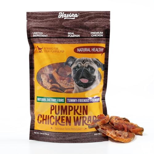 Havira 1.5 LB Value Pack Pumpkin Dog Treats, Healthy Chicken Wrapped Firm Chews Made with Real Veggies, Easy to Digest, Long-Lasting Chew Satisfaction for Dogs