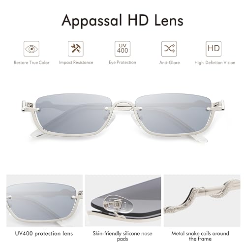 Y2K Snake Sunglasses for Women Men Narrow Rectangular Y2k Chic Sunnies AP3649