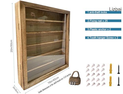 Image of 16x20 Extra LargeShadowBox,WoodenFramed Glass Door DisplayCase with Linen Deep Shadow Box Frame for Wedding Bouquets Flowers Awards Tickets LargeDisplay (Walnut)