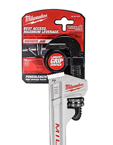 Milwaukee 48-22-7213 10 In. Aluminum Pipe Wrench With Powerlength Handle #TOP1