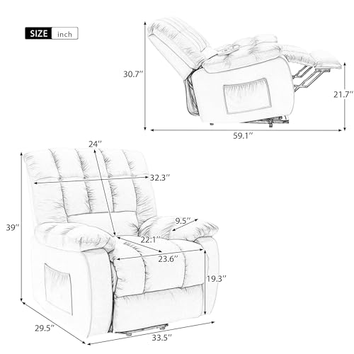 Sillón eléctrico reclinable con massage y bolsillo lateral miniatura 2