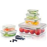 Yabano Contenitori per alimenti con coperchio, ermetici, confezione da 7, contenitori in plastica a prova di perdite, impilabili, senza BPA, adatti per congelatore e microonde, per l
