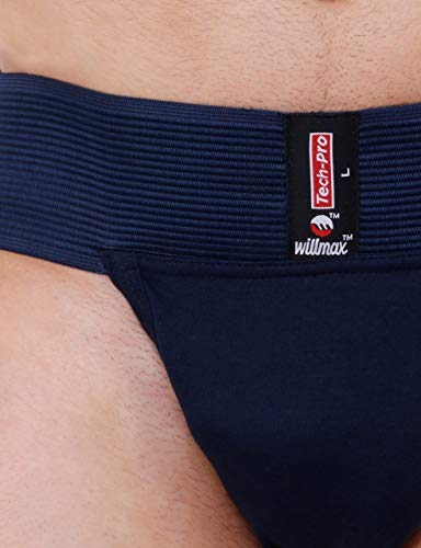 Wmx Kd Willmax Jockstrap Gym Cotton Supporter With Cup Pocket Multi Sport -Nvy, M #TOP2