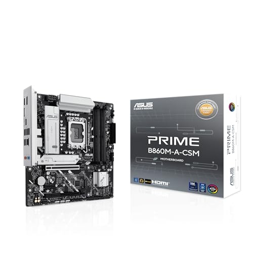 ASUS Prime B860M-A-CSM Mainboard Sockel Intel LGA 1851 (Intel B860, mATX, DDR5 Speicher, PCIe 5.0 x16, 2X M.2, HDMI, dual DisplayPort, USB 20Gbps Typ-C, Aura Sync)