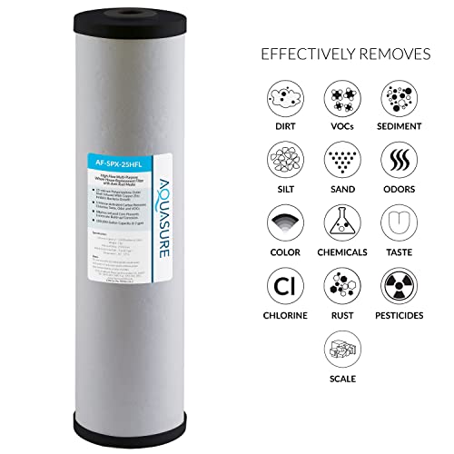 Image of Aquasure Fortitude V2 Series AF-SPX-25HFL Sediment /Carbon /Siliphos Anti-Rust Media, Bacteria & Scale Inhibitor, Triple Purpose Whole House Replacement Filter Cartridge For AS-FL-25SPX, Large Size