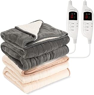 MONHOUSE Heated Throw - Electric Blanket - Digital Controller - Timer up to 9 hours, 9 Heat Settings, Auto Shutoff - Machine Washable - Single 130X160cm - NAVY
