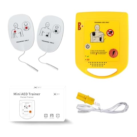 XFT Mini AED Trainer Set, AED Training Device English Language Voice Prompts First Aid Train Machine for Automated External Defibrillator Trainee Student XFT-D0009 Cover
