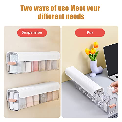 Ywnyt Socks Underwear Wall Mount Drawer Organizer, 6 Cells Storage Box Switchable Drawer Organizers Anti Dust Storage Boxes For Clothes Socks Lingerie Underwear Ties Data Cable Seasonings (2) #TOP6