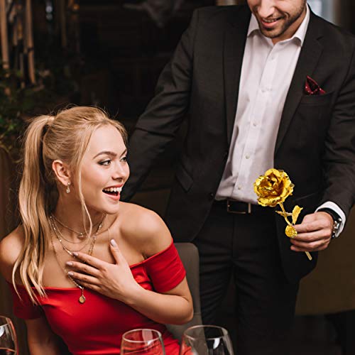 miomido 24-karaats gouden roos eeuwige roos handgemaakt verguld geconserveerde roos bloem - met geschenkdoos en… - Afbeelding 7