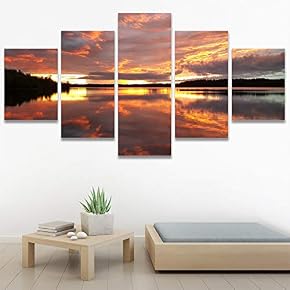 SIGNWIN 5 Panel Canvas Wall Art Sunset in...