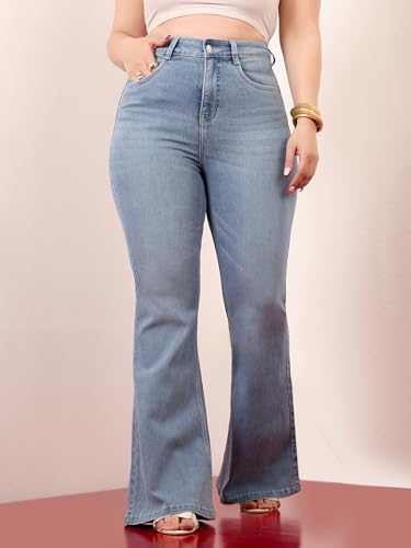 Image of Miss Chase A+ Women's Bootcut High Rise Regular Length Stretchable Denim Jeans