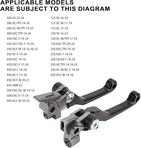 JFG RACING Dirt Bike Foldable Clutch Brake Levers,Clutch Lever Breakaway Levers for 125 150 250 300 350 450 500 SX XC EXC SXF EXCF XCW XCF TPI XCFW SMR Black