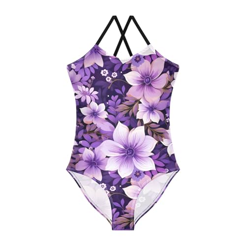 Flowers Floral Purple Girls One Piece Swimsuit Beach Swimwear 20850609