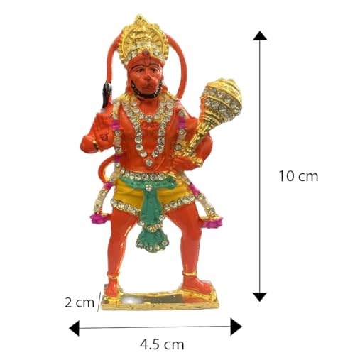 Estatua Mini de Hanuman en Metal de 4 pulgadas miniatura 3