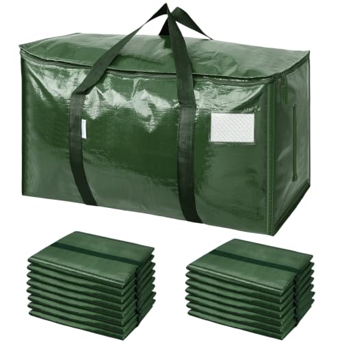 Image of TICONN 16 Pack Extra Large Moving Bags Heavy Duty with Zippers & Carrying Handles, Durable Storage Bags Moving Boxes for Closet Organizers and Storage (16 Pack, Olive)