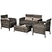 Produktbild Outsunny Outdoor-Sitzgarnitur, 4-teilige Sitzgruppe, Gartenmöbelset mit Couchtisch, Stahl, Rattan, Grau, 118 x 68 x 78 cm