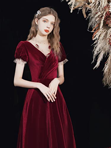 Sz1024 New Flannel Round Neck Short Sleeve Prom Gowns Women Evening Dress Bandage Back Birthday Women Prom Dress Sweet Elegant Formal Evening Dress Party Wedding Dress(20W) #TOP2