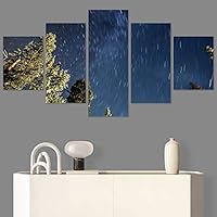 SIGNWIN 5 Panel Canvas Wall Art Aerial Astronomy & Space Dramatic Global Green Photography Realism Stars Ultra for Home Decorations Ready to Hang - 60