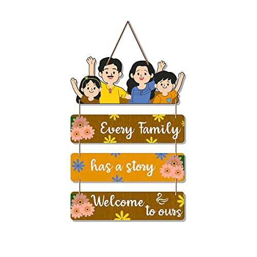 Artvibes Family Quote Decorative Wall Art MDF Wooden Hanger for Livingroom, Bedroom | Gift | Hanging Home Decoration Piece | Decor Wood Item (WH_6911N), Set of 4