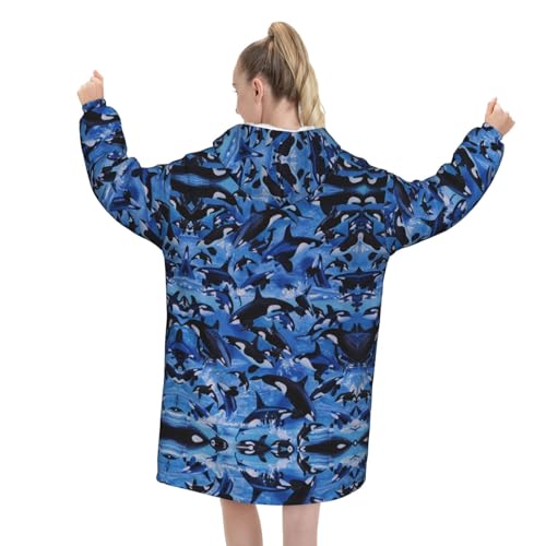 Couverture à capuche oversize orque pour cocooning et soirées d'hiver